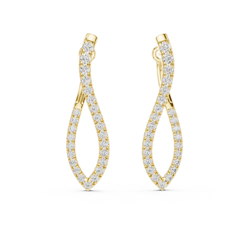 S-vormige oorhangers met diamanten in geelgoud — aanzicht 1