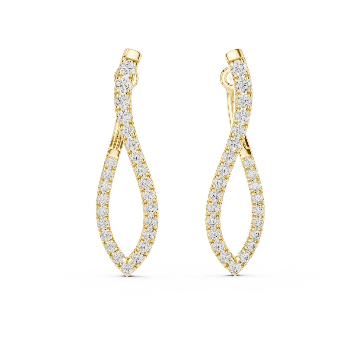 S-vormige oorhangers met diamanten in geelgoud — aanzicht 12