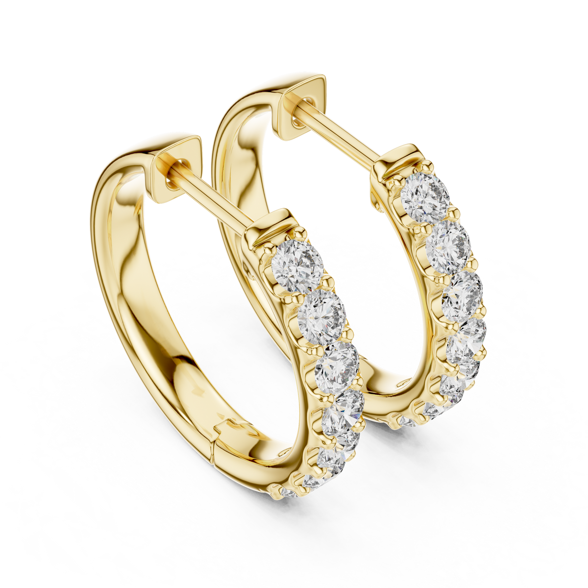 Round Diamond Hoop Earrings in yellow gold, view 1