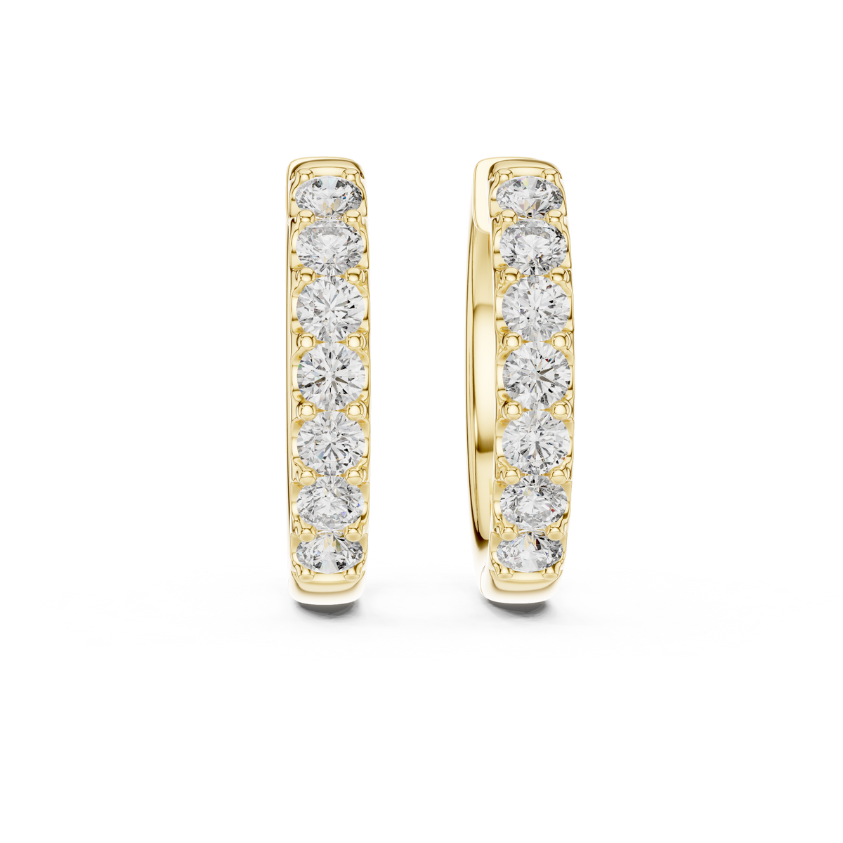 Round Diamond Hoop Earrings in yellow gold, view 7