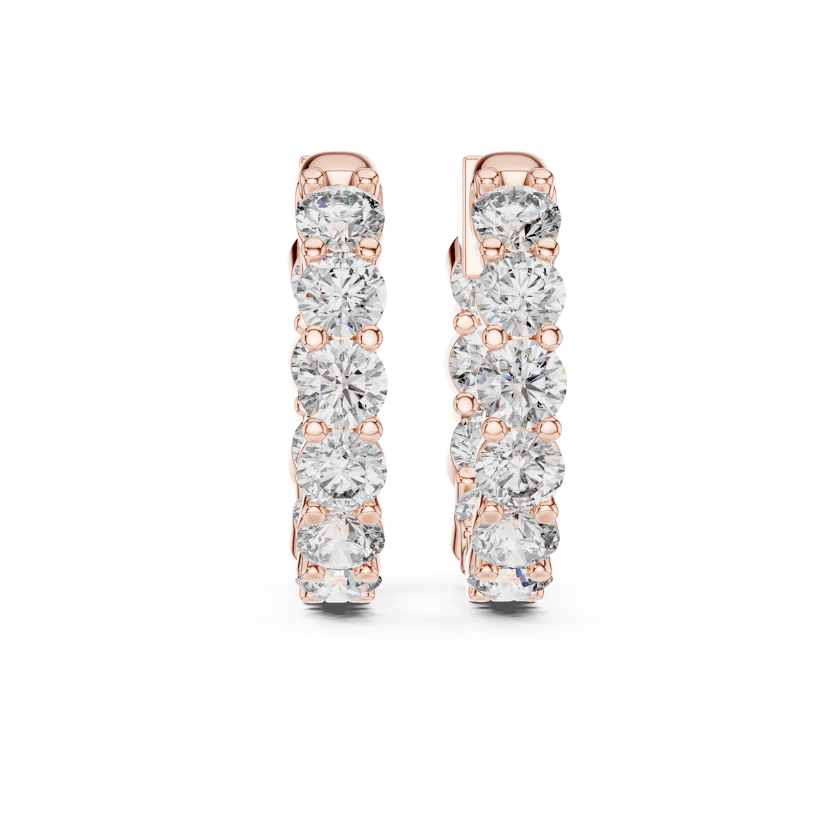 Double-Sided Round Diamond Hoop Earrings in rose gold, view 6