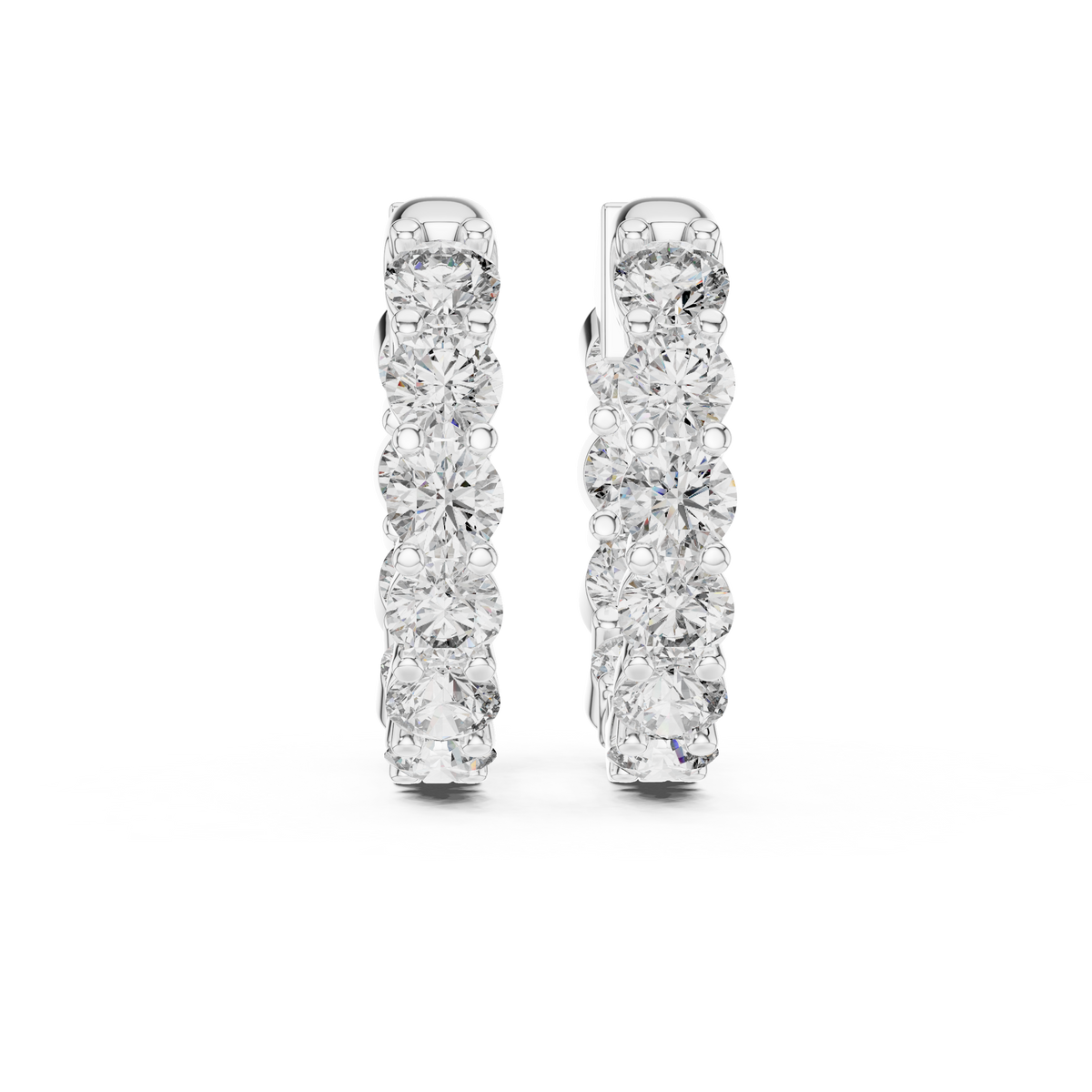 Double-Sided Round Diamond Hoop Earrings in white gold, view 9