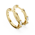 Baguette Accent Diamond Hoop Earrings in yellow gold, view 1