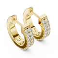 Double-Row Round Diamond Hoop Earrings in yellow gold, view 1