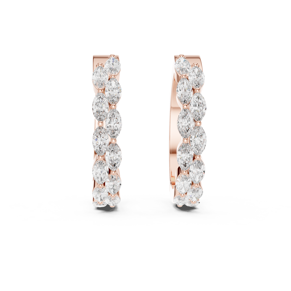 Marquise Diamond Hoop Earrings in rose gold, view 6