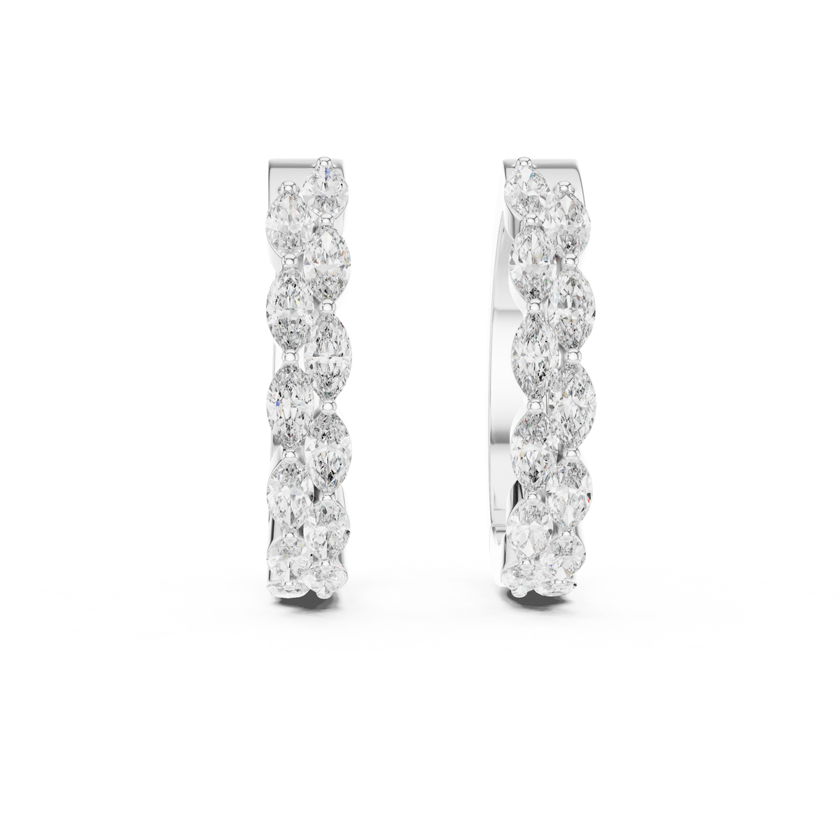Marquise Diamond Hoop Earrings in white gold, view 9