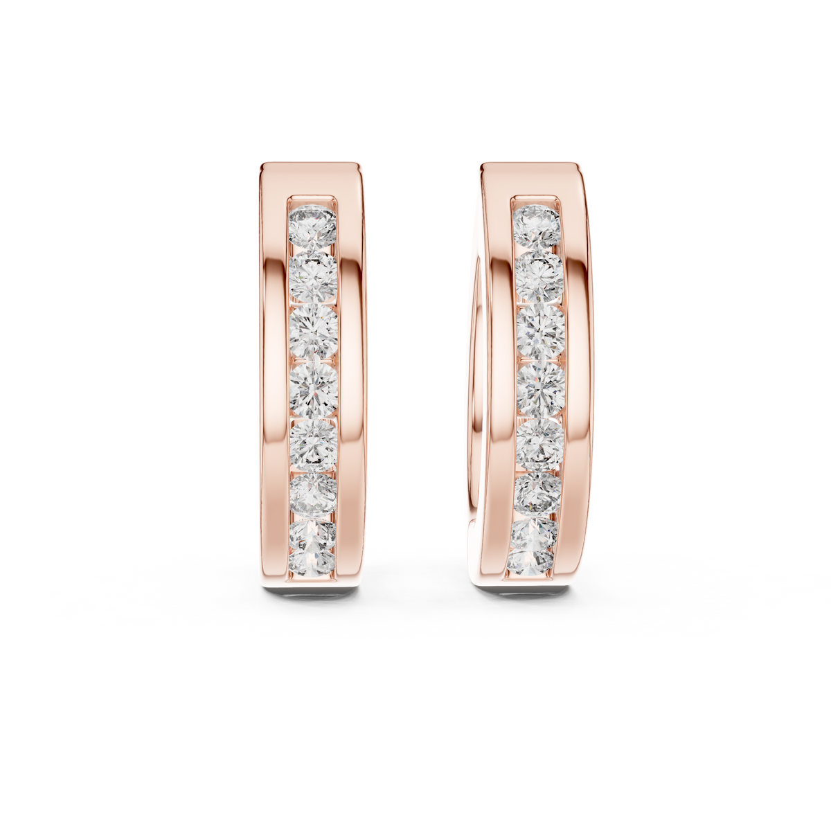 Channel-Set Diamond Huggie Earrings in rose gold, view 6
