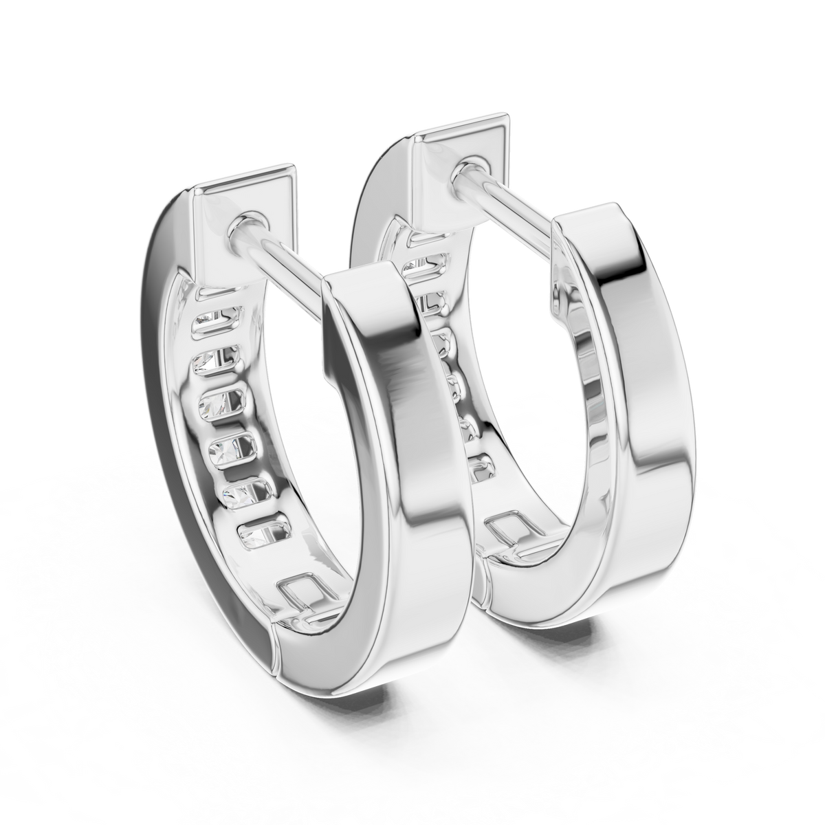 Channel-Set Diamond Huggie Earrings in white gold, view 7