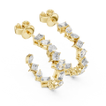 Alternating Mixed-Cut Diamond Hoop Earrings in yellow gold, view 1