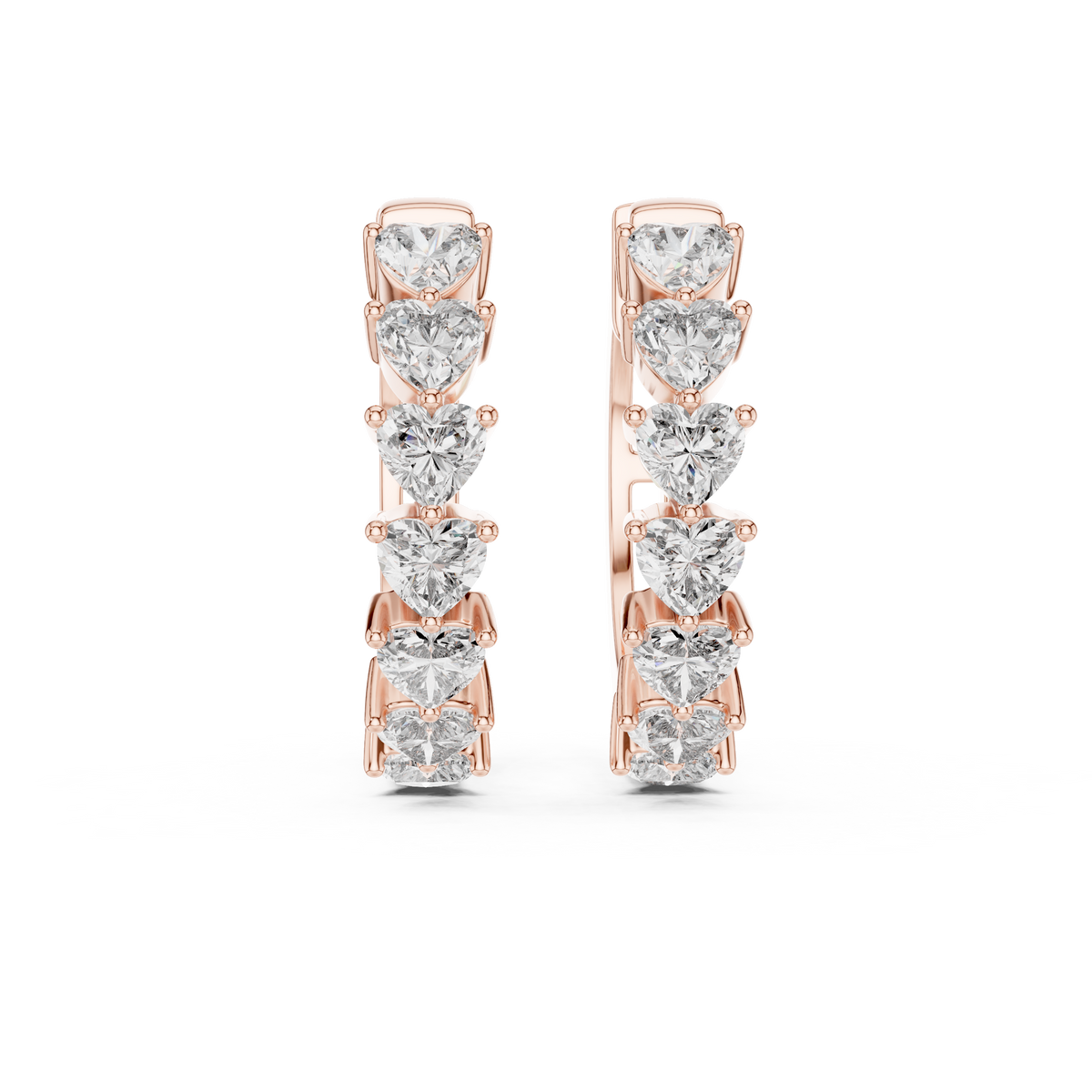 Graduated Mixed-Cut Diamond Hoop Earrings in rose gold, view 6