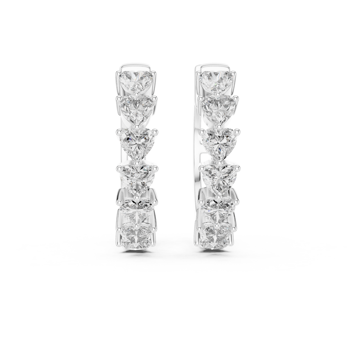 Graduated Mixed-Cut Diamond Hoop Earrings in white gold, view 9