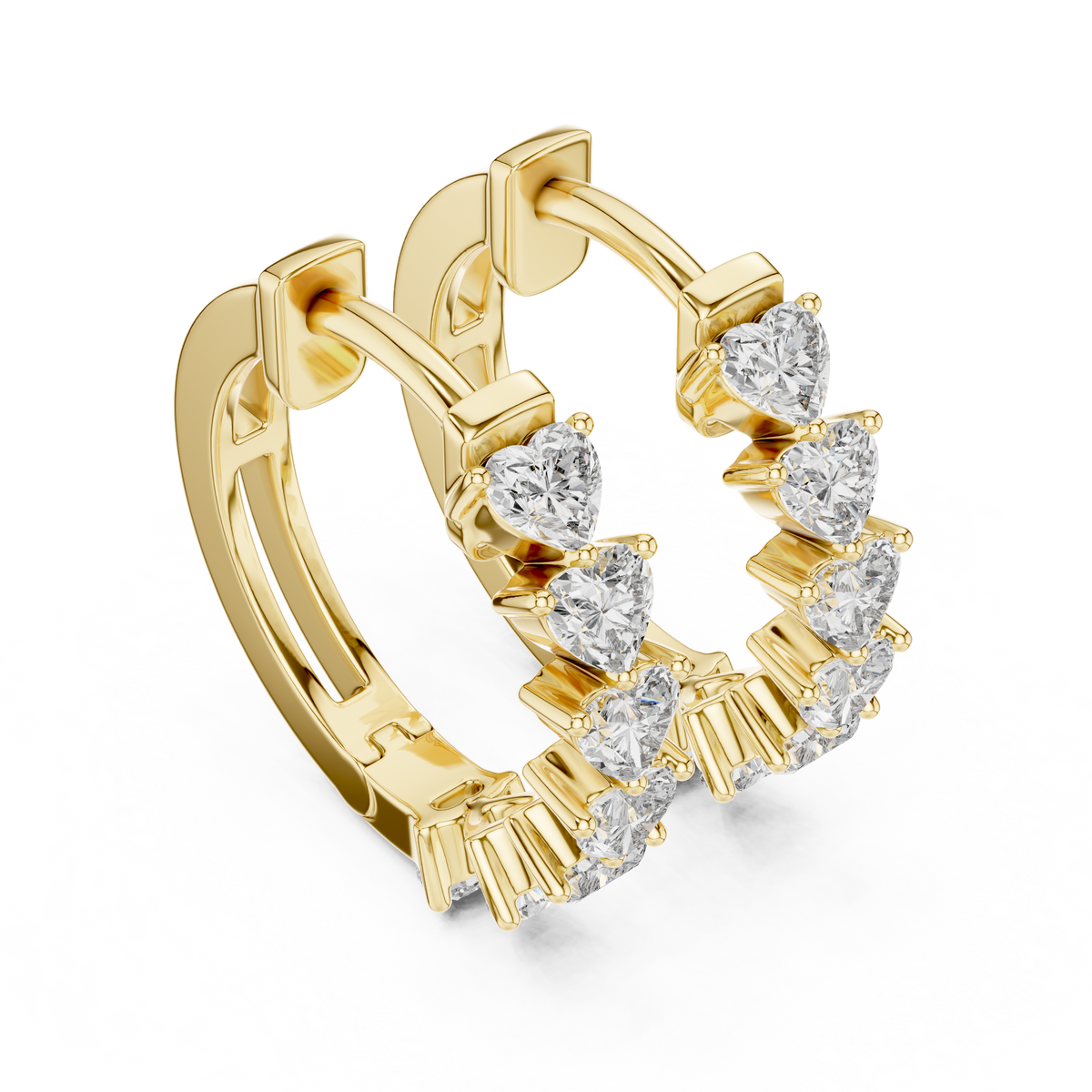Graduated Mixed-Cut Diamond Hoop Earrings in yellow gold, view 10