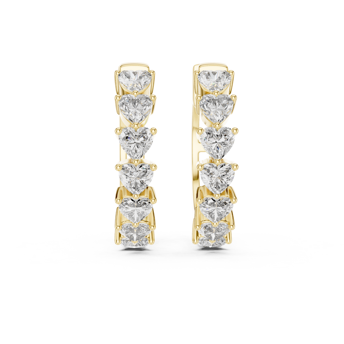 Graduated Mixed-Cut Diamond Hoop Earrings in yellow gold, view 12