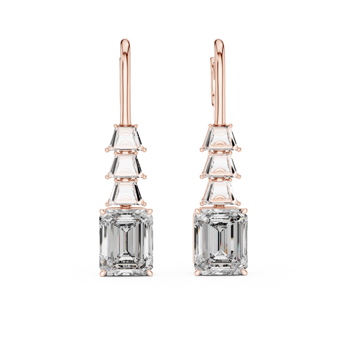 Geometric Diamond Drop Earrings in rose gold, view 6