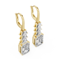 Geometric Diamond Drop Earrings in yellow gold, view 1