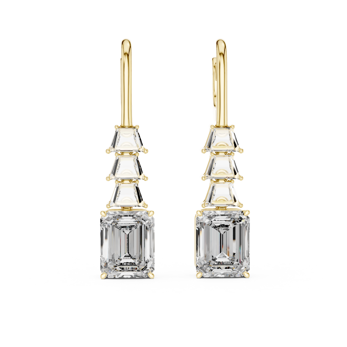Geometric Diamond Drop Earrings in yellow gold, view 12