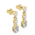 Radiant-Cut Diamond Cascade Earrings in yellow gold, view 1