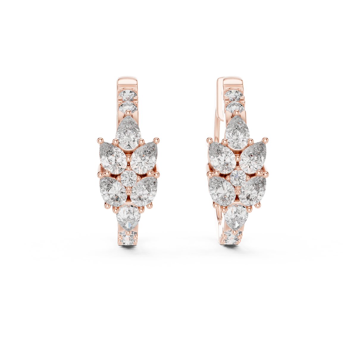 Graduated Diamond Hoop Earrings in rose gold, view 6