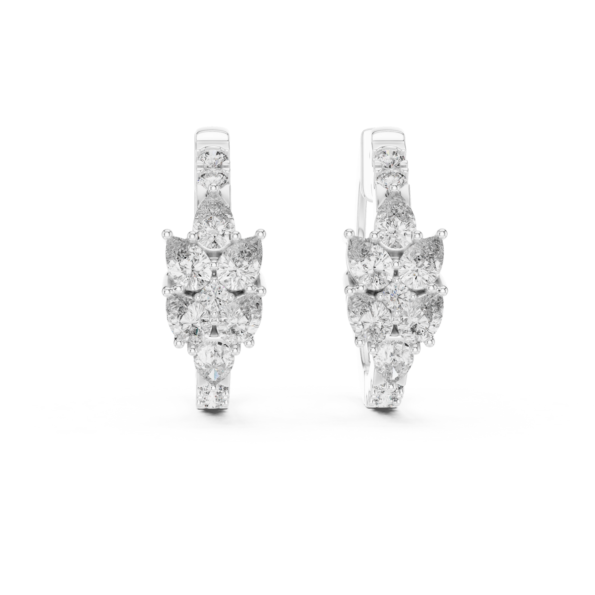 Graduated Diamond Hoop Earrings in white gold, view 9