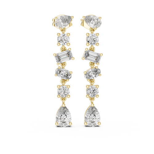 Oorhangers met diamanten in verschillende vormen in geelgoud — aanzicht 10