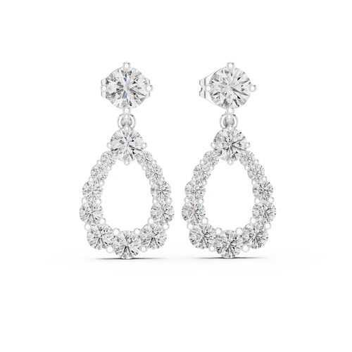 Oorhangers met peervormige diamanten en halo in witgoud — aanzicht 8