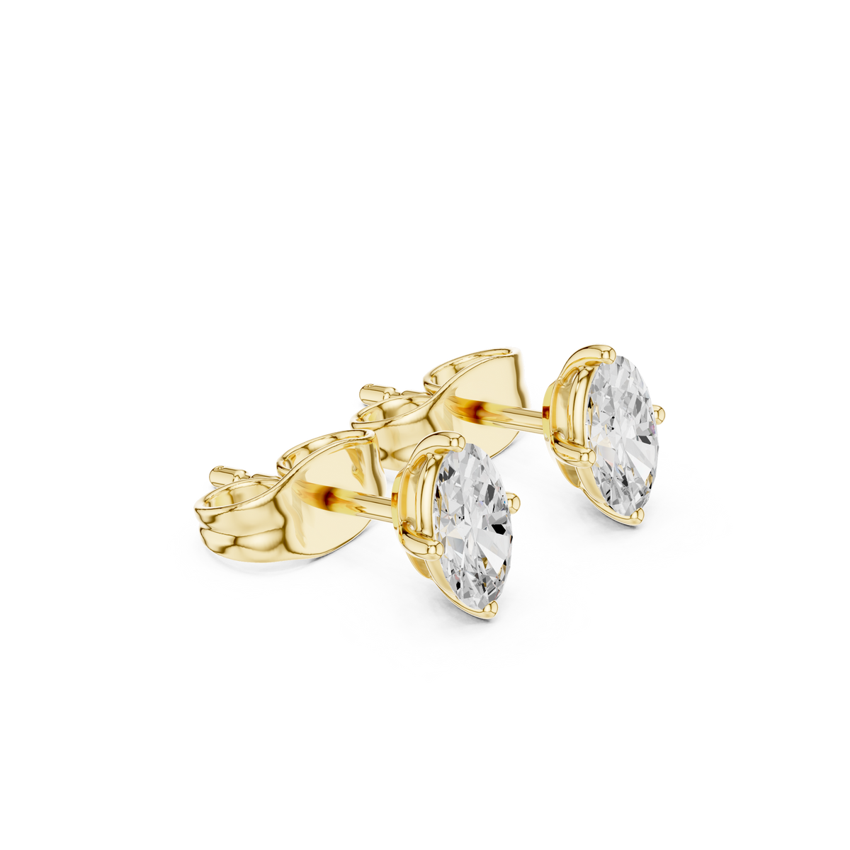 Petite Marquise Diamond Stud Earrings in yellow gold, view 11