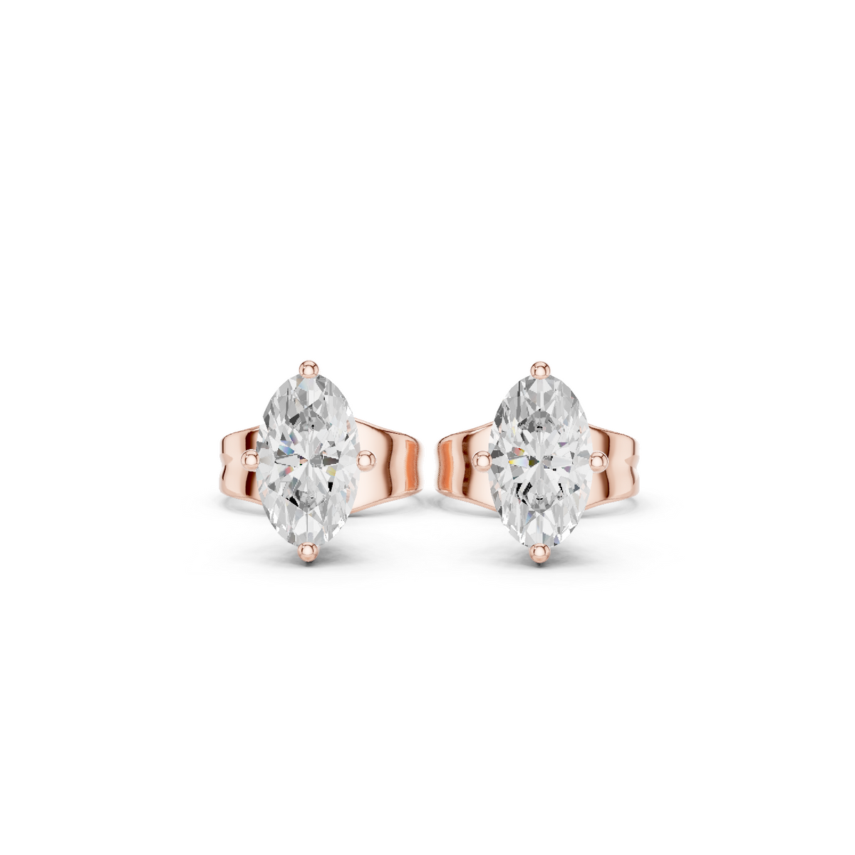Petite Marquise Diamond Stud Earrings in rose gold, view 6