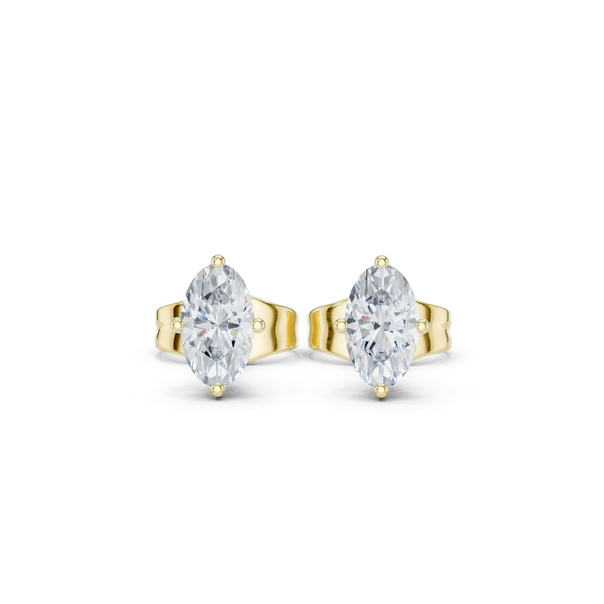 Petite Marquise Diamond Stud Earrings in yellow gold, view 8