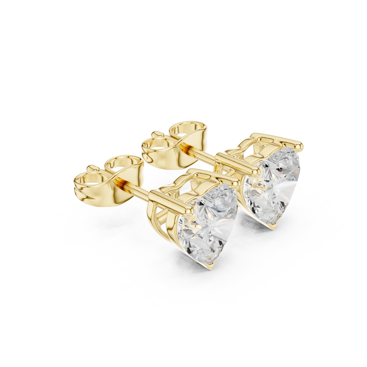 Heart Diamond Stud Earrings in yellow gold, view 1
