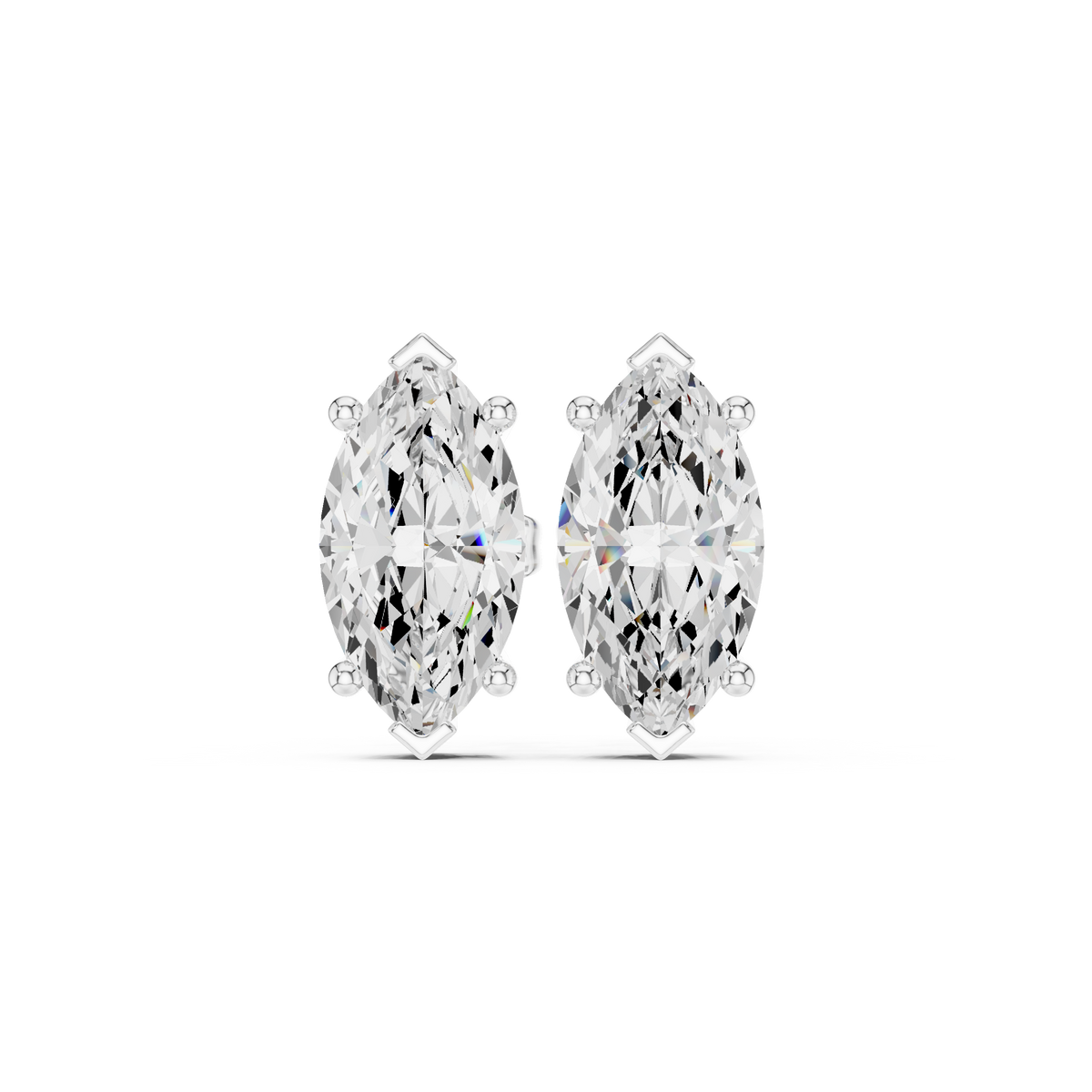Large Marquise Diamond Solitaire Stud Earrings in white gold, view 9
