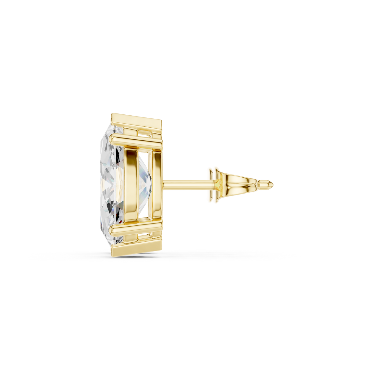 Large Marquise Diamond Solitaire Stud Earrings in yellow gold, view 10