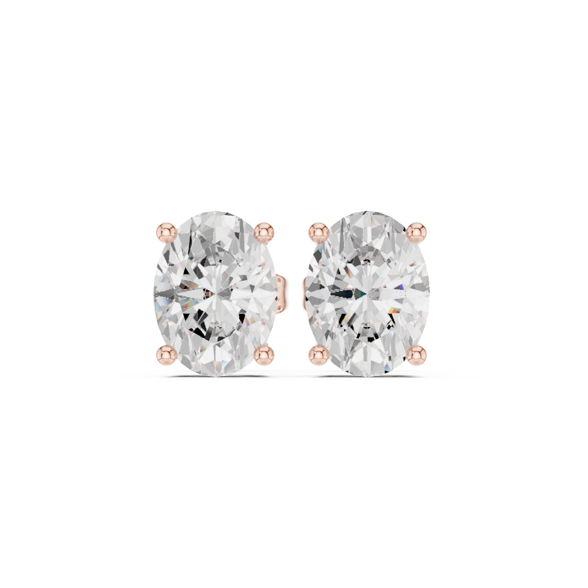 Oval Diamond Stud Earrings in rose gold, view 6