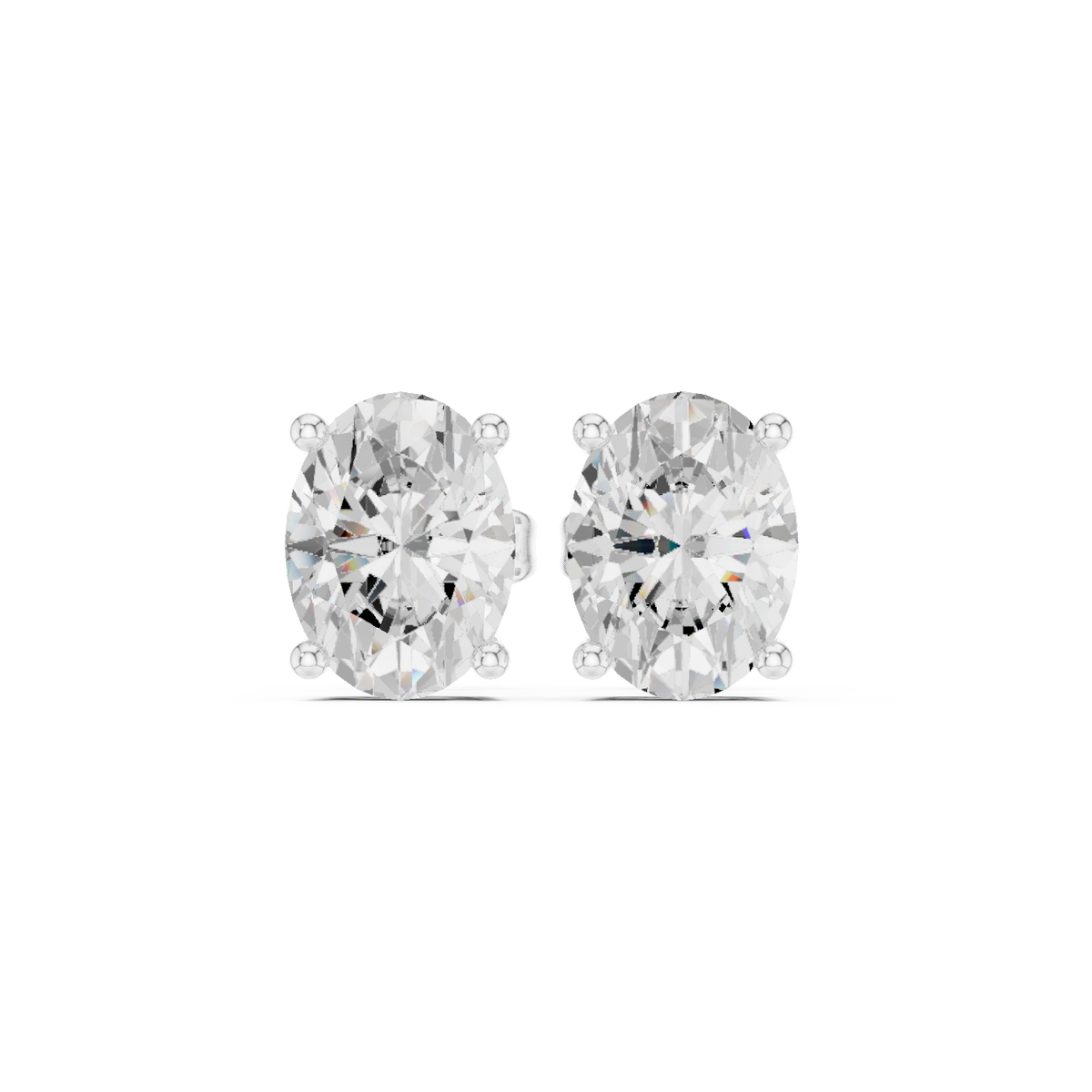 Oval Diamond Stud Earrings in white gold, view 9