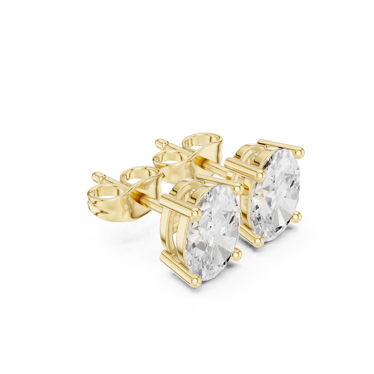 Oval Diamond Stud Earrings in yellow gold, view 1