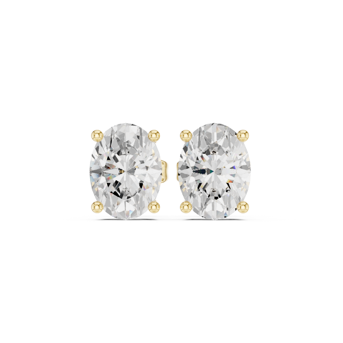 Oval Diamond Stud Earrings in yellow gold, view 12