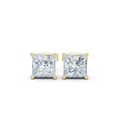 Princess-Cut Solitaire Stud Earrings in yellow gold, view 1