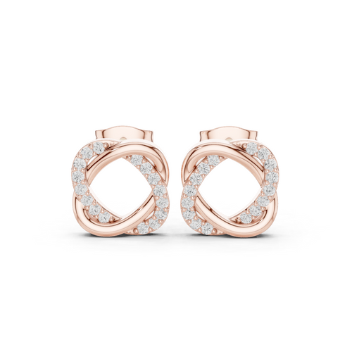 Oorstekers met gekruiste diamantcirkels in roségoud — aanzicht 2