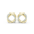 Crossed Circle Diamond Stud Earrings in yellow gold, view 1