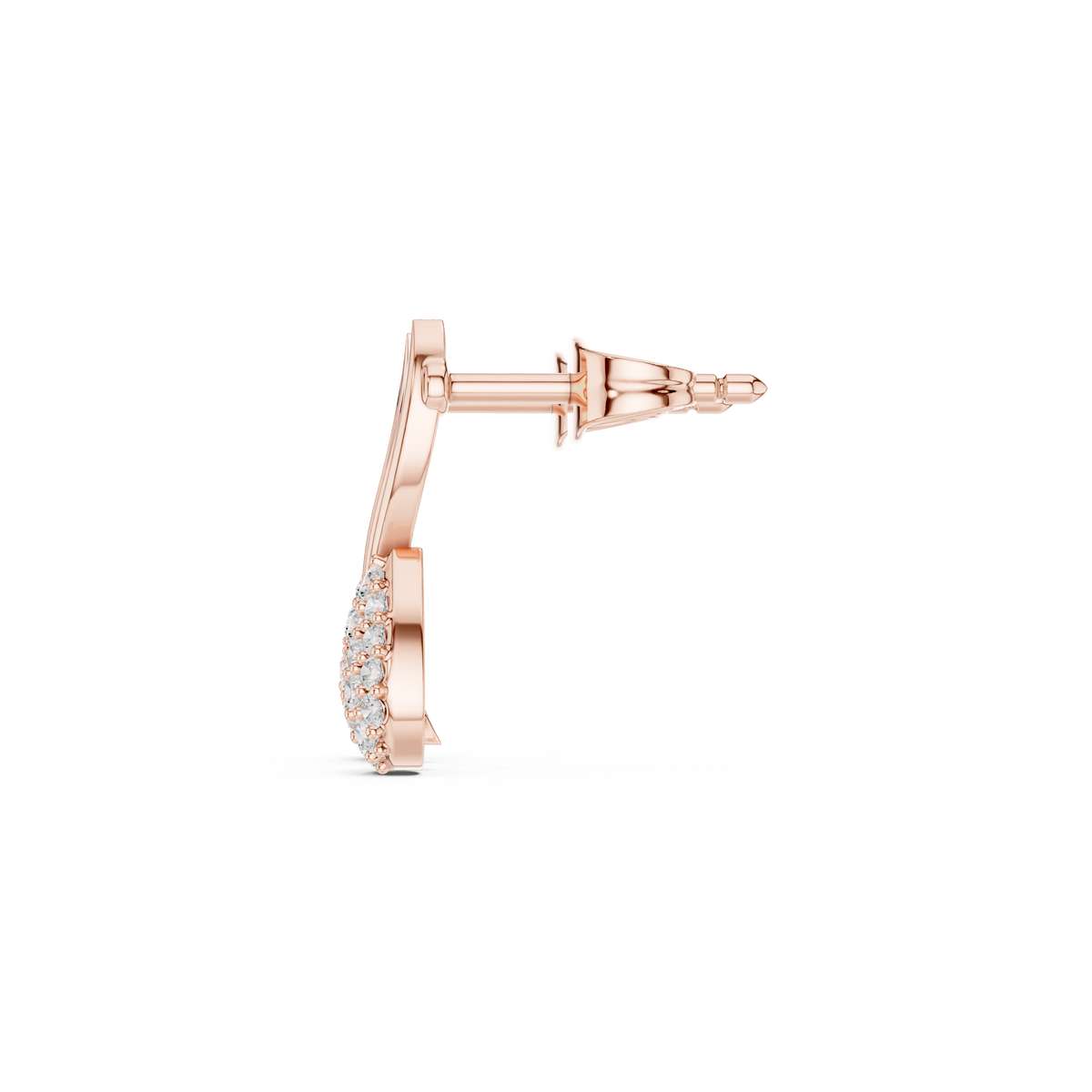 S-Curve Pear Diamond Stud Earrings in rose gold, view 6