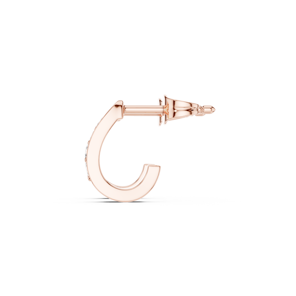 Half-Pavé Diamond Huggie Earrings in rose gold, view 5