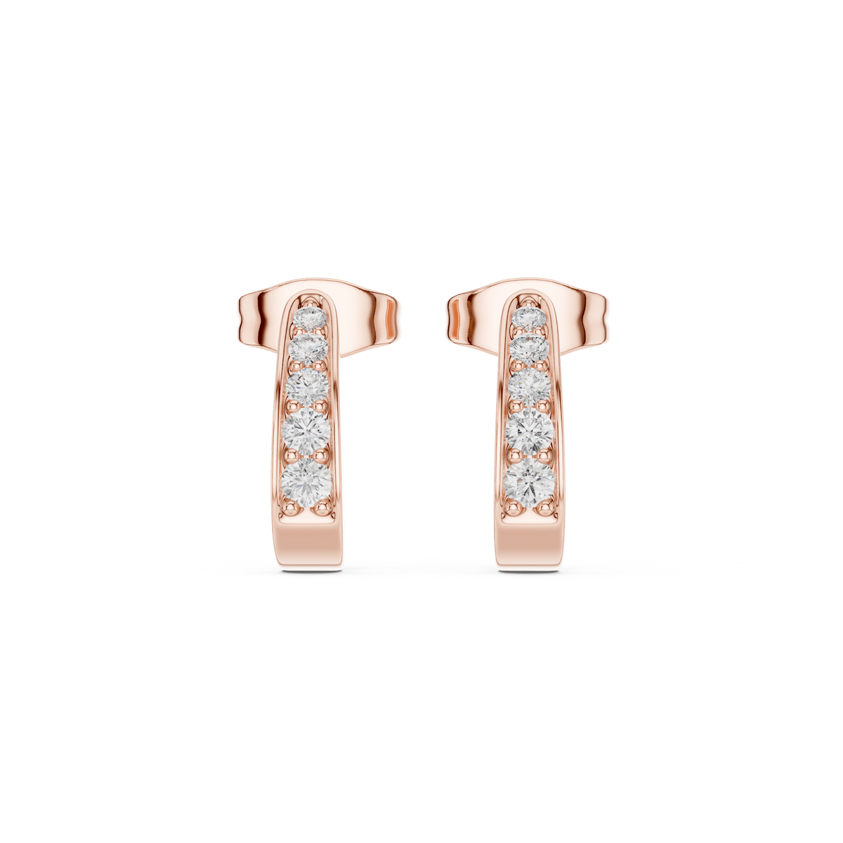Half-Pavé Diamond Huggie Earrings in rose gold, view 6