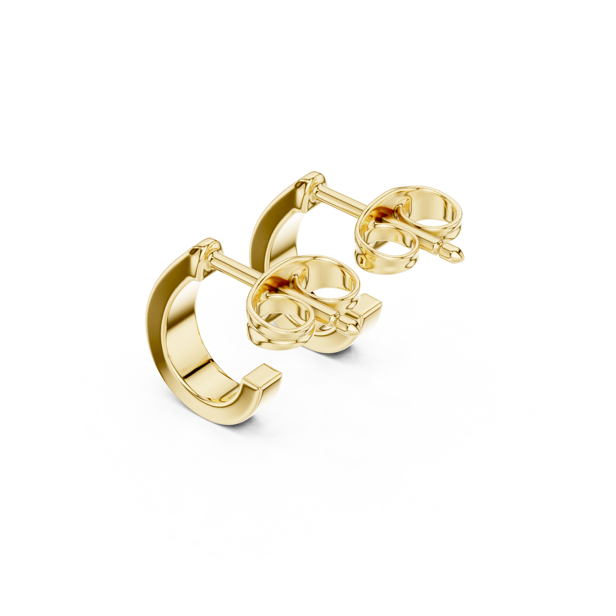 Half-Pavé Diamond Huggie Earrings in yellow gold, view 9