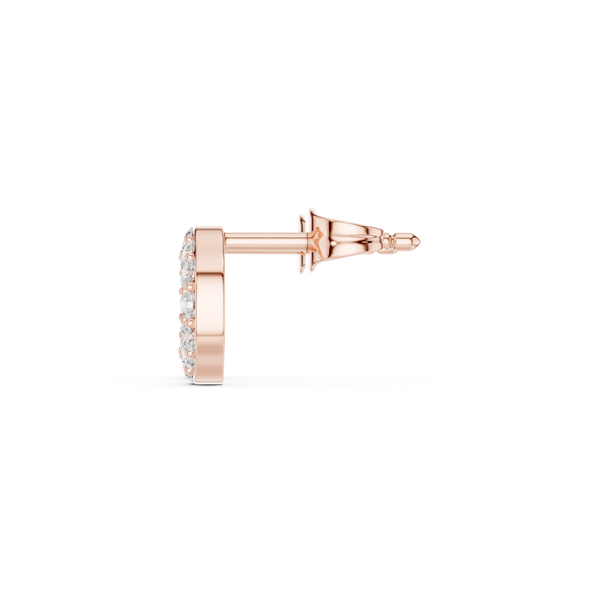 Round Halo Diamond Huggie Earrings in rose gold, view 5