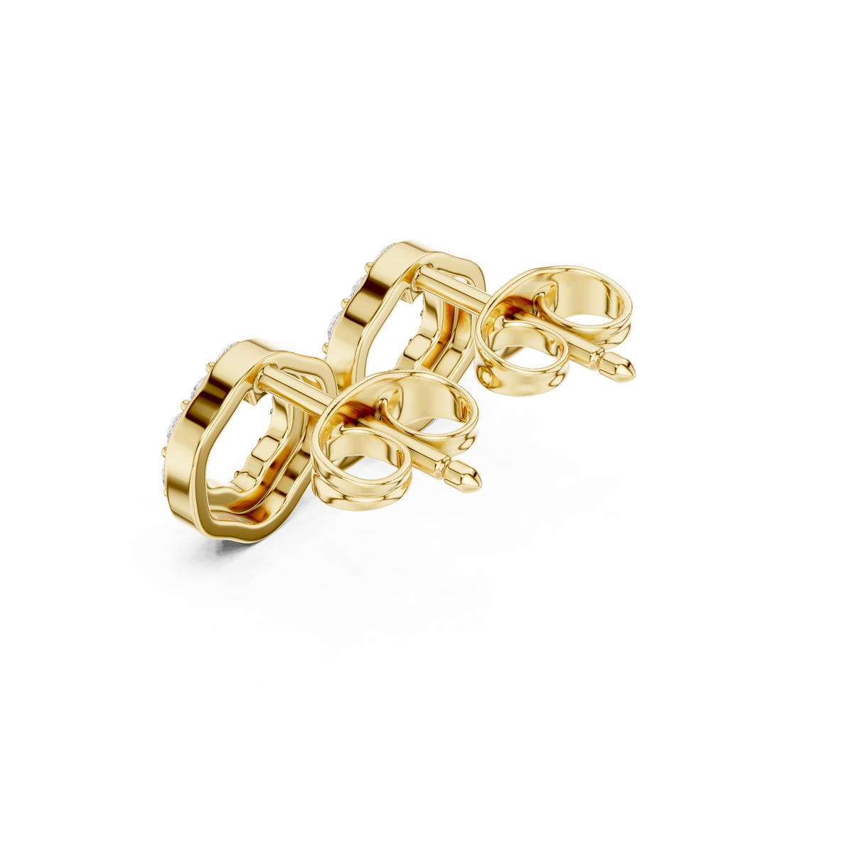 Round Halo Diamond Huggie Earrings in yellow gold, view 12