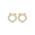 Round Halo Diamond Huggie Earrings in yellow gold, view 11