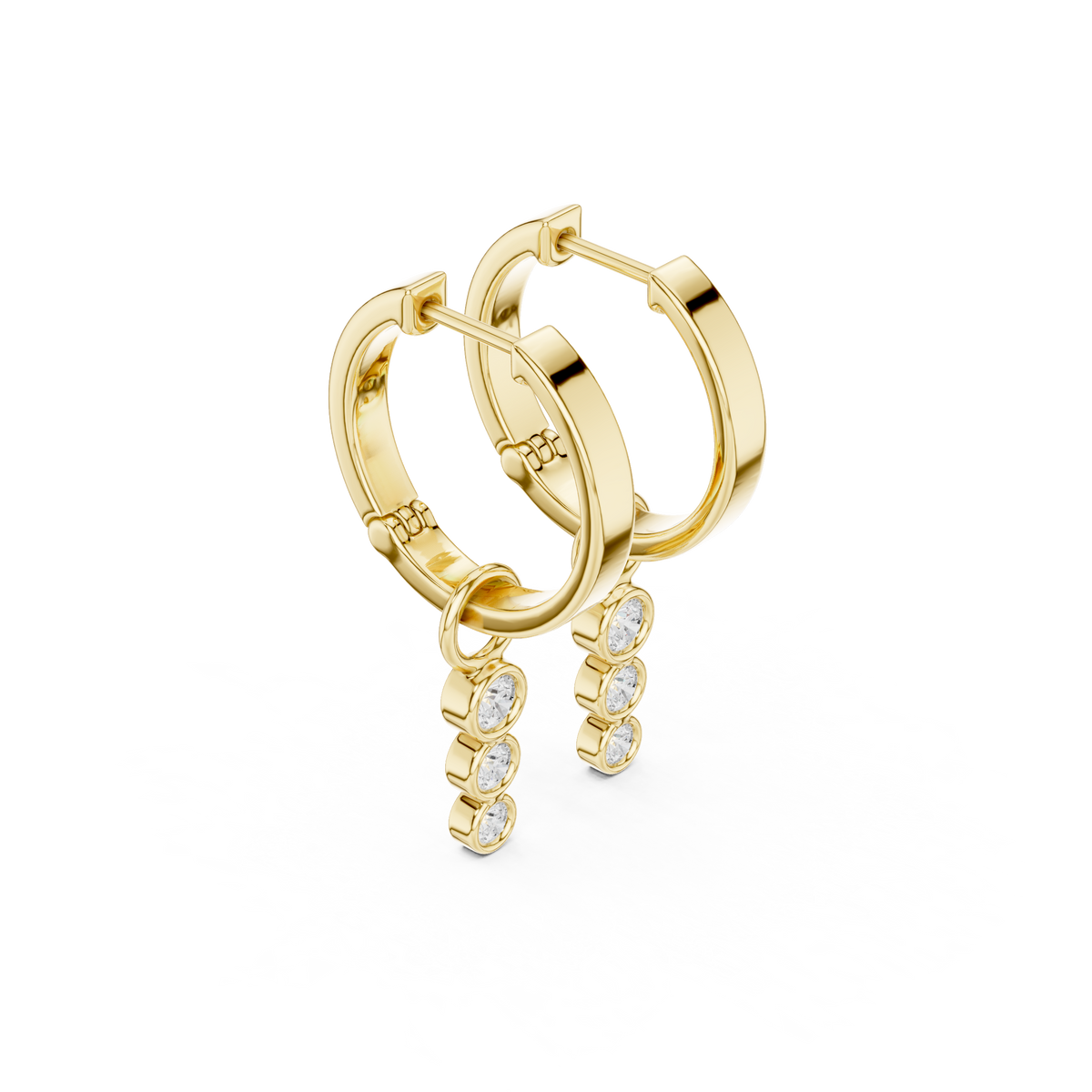 Diamond Charm Huggie Earrings in yellow gold, view 10