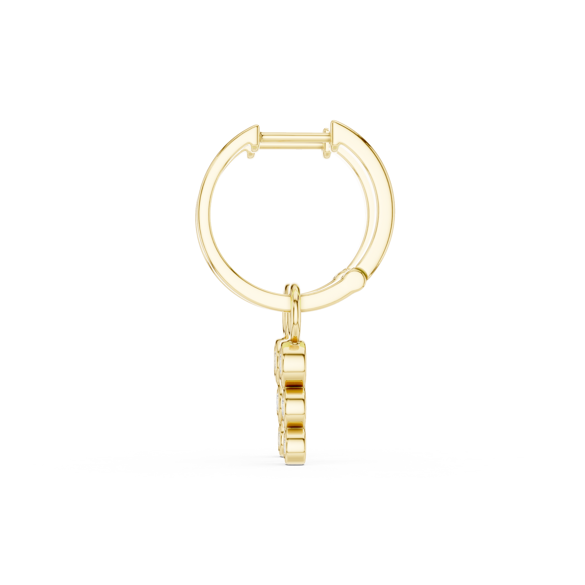 Diamond Charm Huggie Earrings in yellow gold, view 11