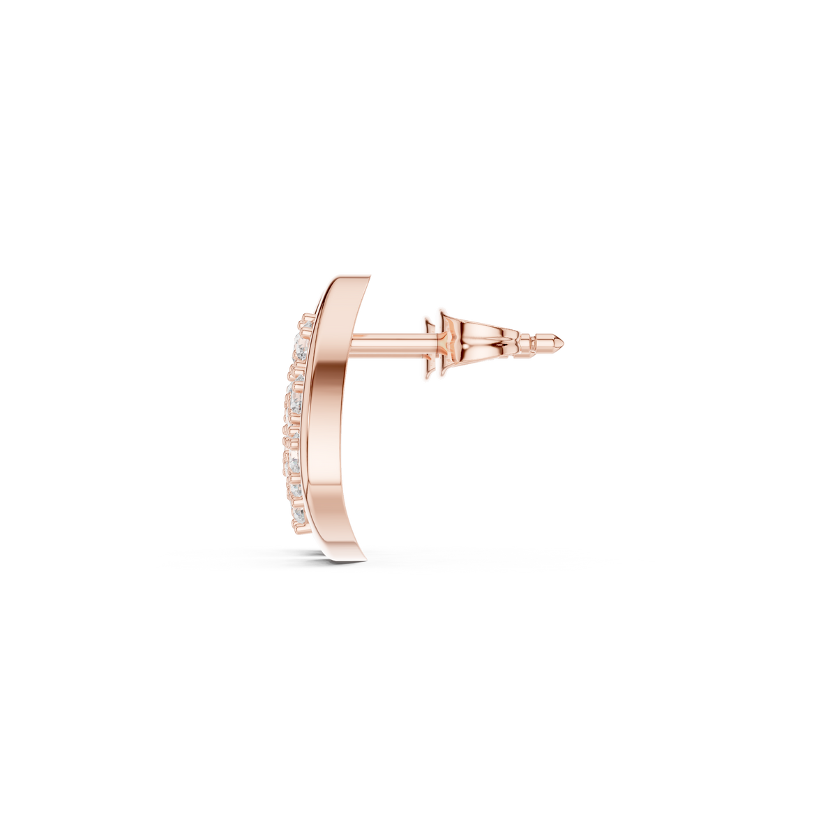 Open Triangle Diamond Stud Earrings in rose gold, view 6