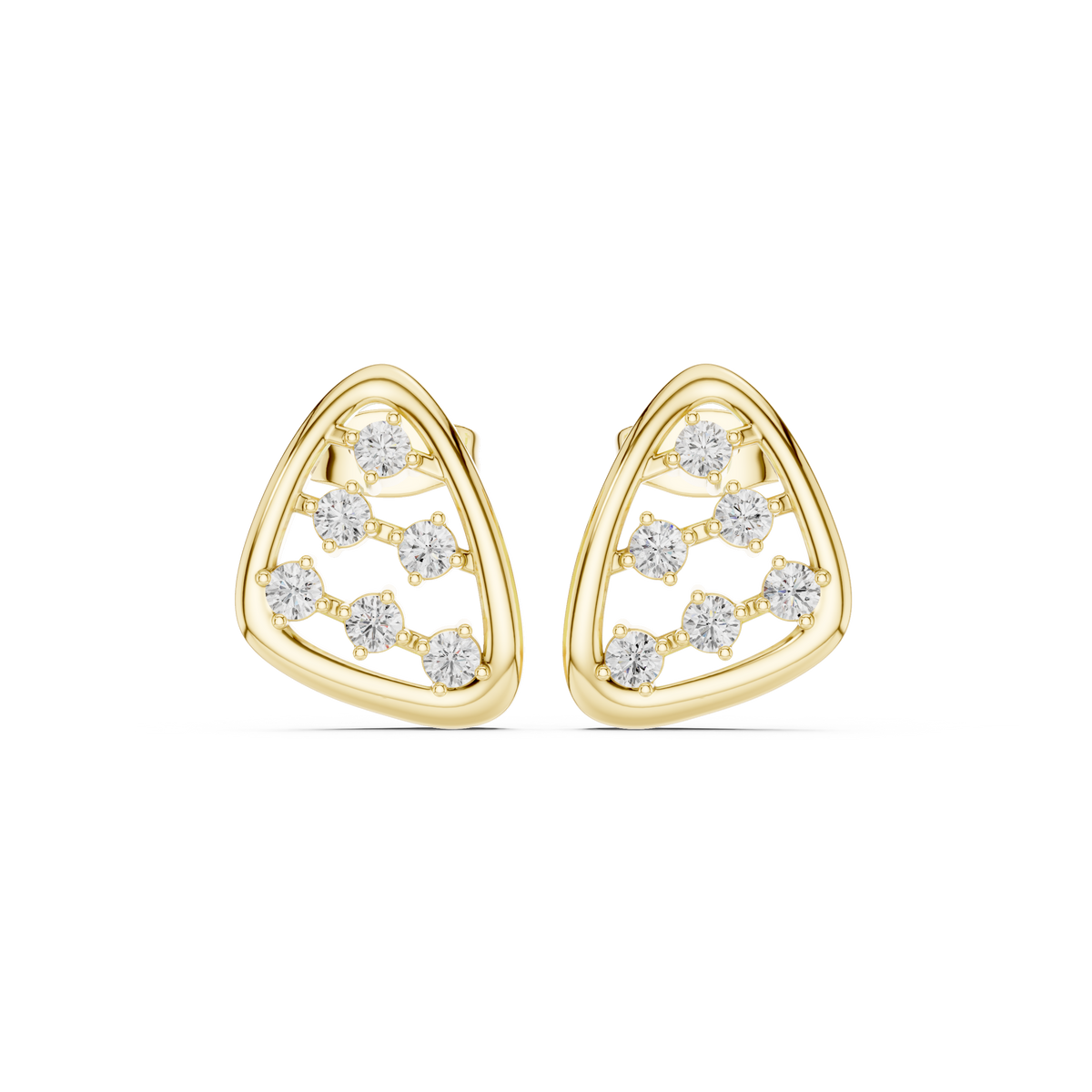 Open Triangle Diamond Stud Earrings in yellow gold, view 1
