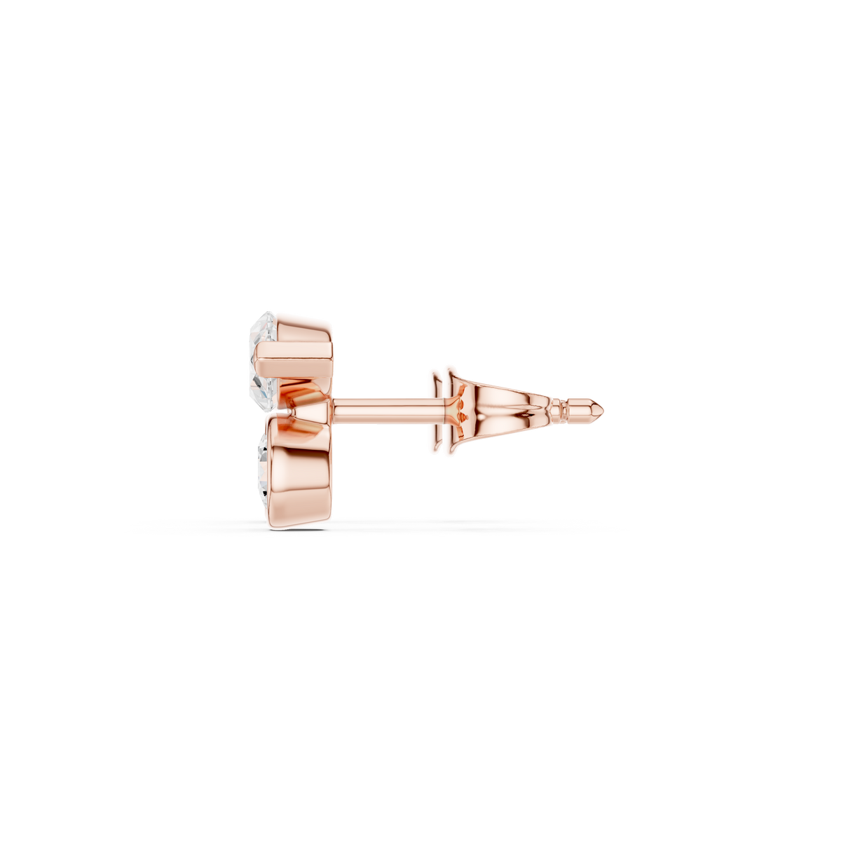 Round and Marquise Diamond Drop Stud Earrings in rose gold, view 6